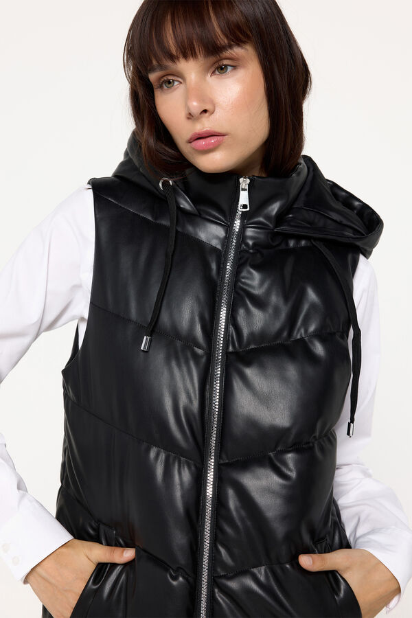 Milano Chaleco acolchado efecto piel Negro