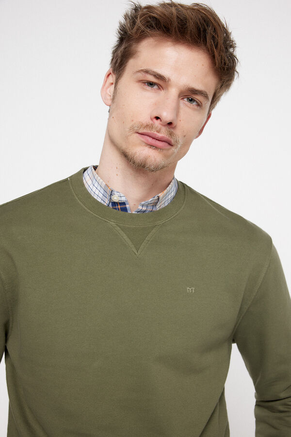 Milano Sweatshirt gola caixa C&aacute;qui escuro