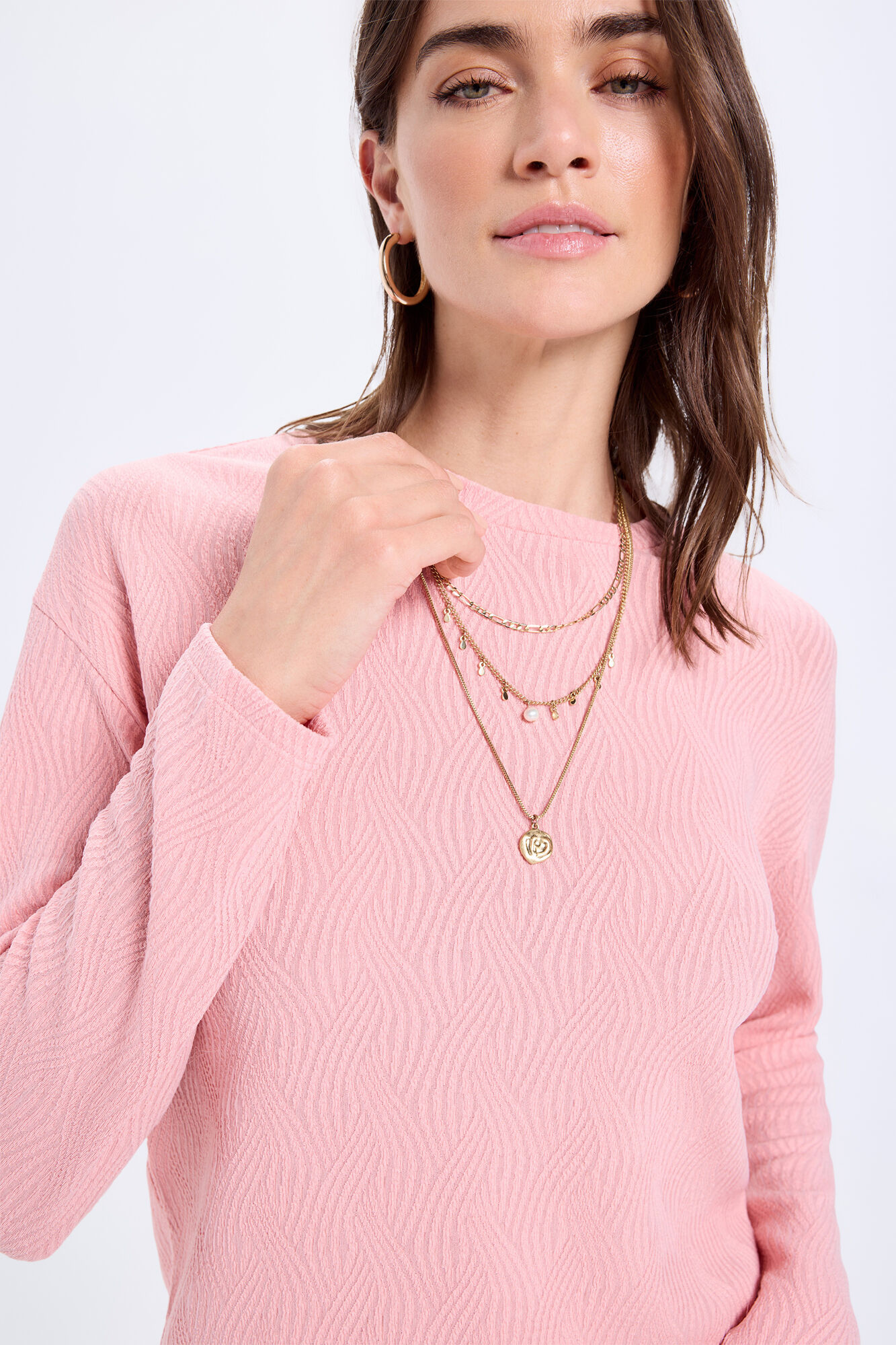 Milano Camiseta de manga comprida com qualidade estruturada