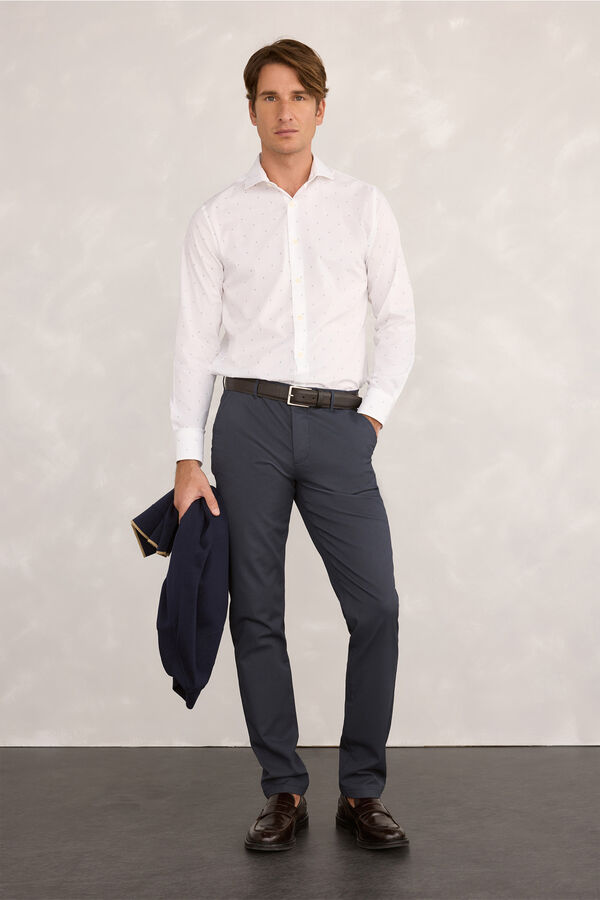 Milano Calças Chino Confortável Marinho