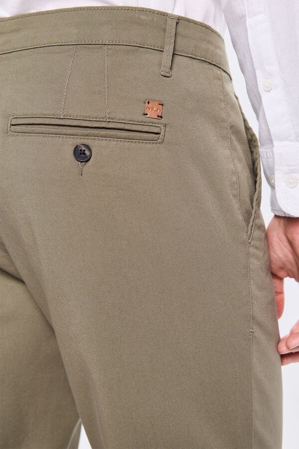 Milano Pantalón Chino Liso Slim Cáqui escuro