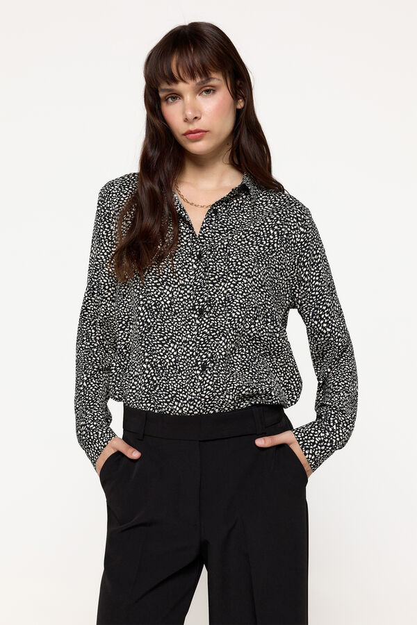 Milano Blusa com bolso fluido Estampado cinza