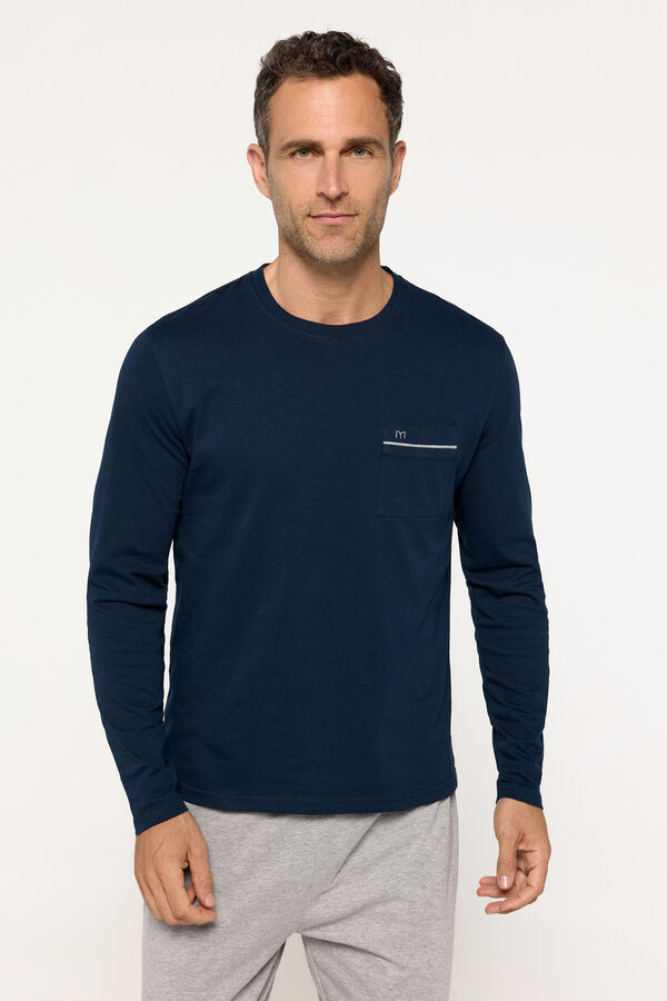 Milano Pijama de manga comprida. Algod&atilde;o camisola simples de qualidade Cinza medio