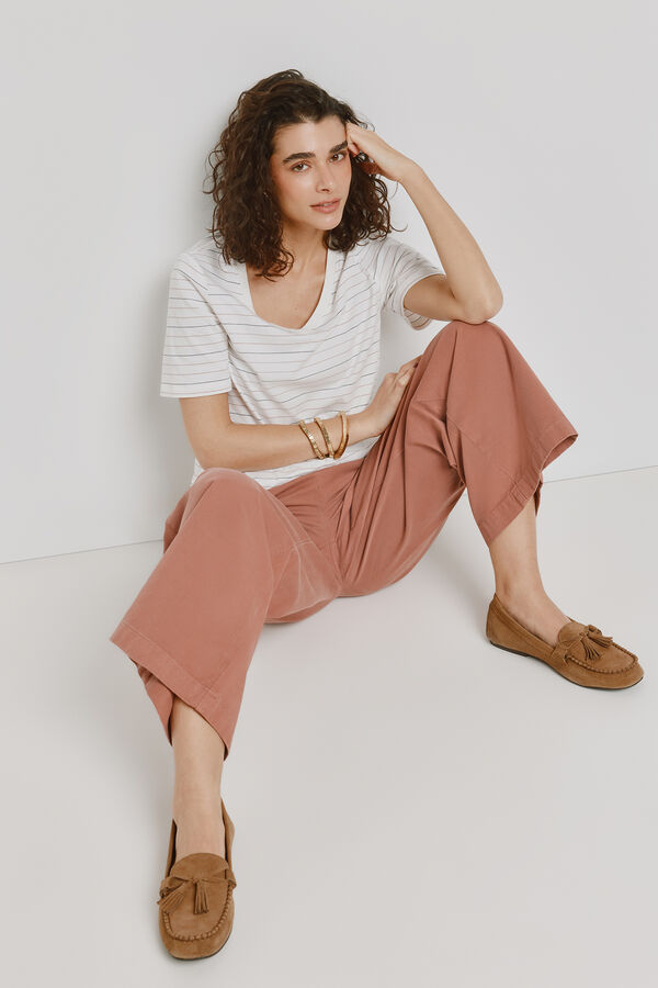 Milano T-shirt de manga curta &agrave;s riscas Branco