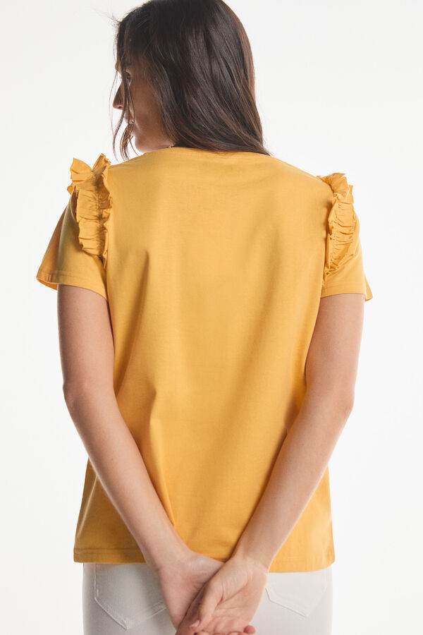Fifty Outlet T-shirt folhos sustentável Amarelo