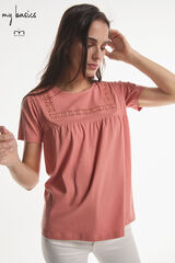 Fifty Outlet T-shirt sustentável renda ornamental rosa