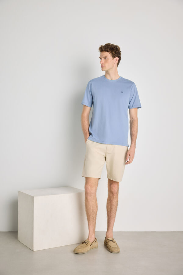 Pedro del Hierro Camiseta b&aacute;sica con logo bordado Azul Claro