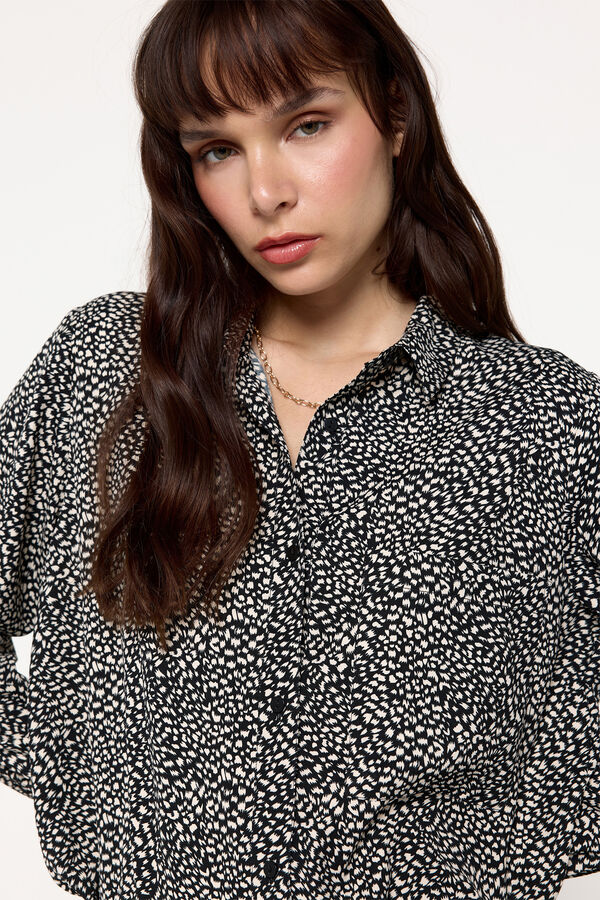 Milano Blusa com bolso fluido Estampado cinza