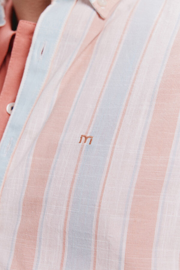 Milano Camisa malha slub riscas Estampado laranja