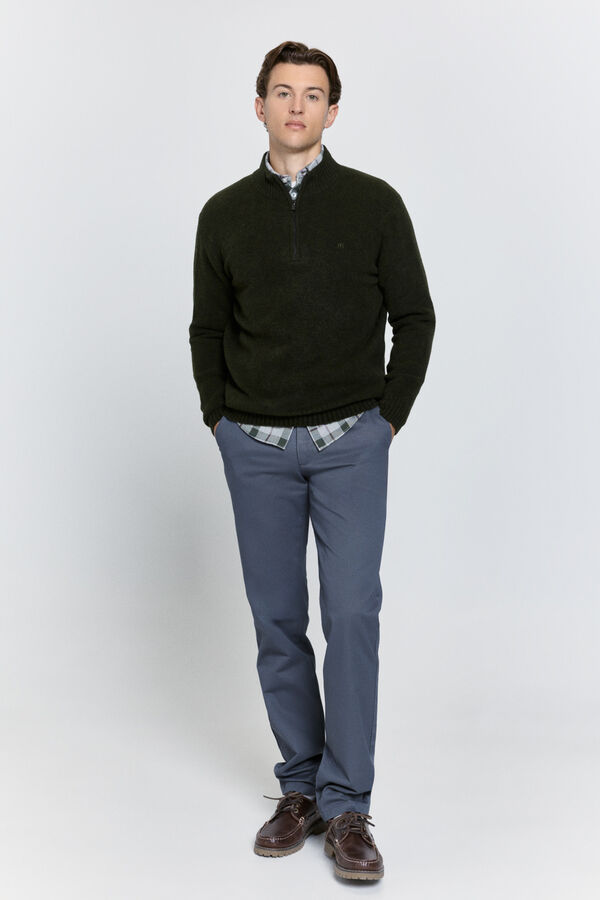 Milano Casaco de malha de malha com meia fecho-éclair Cáqui escuro