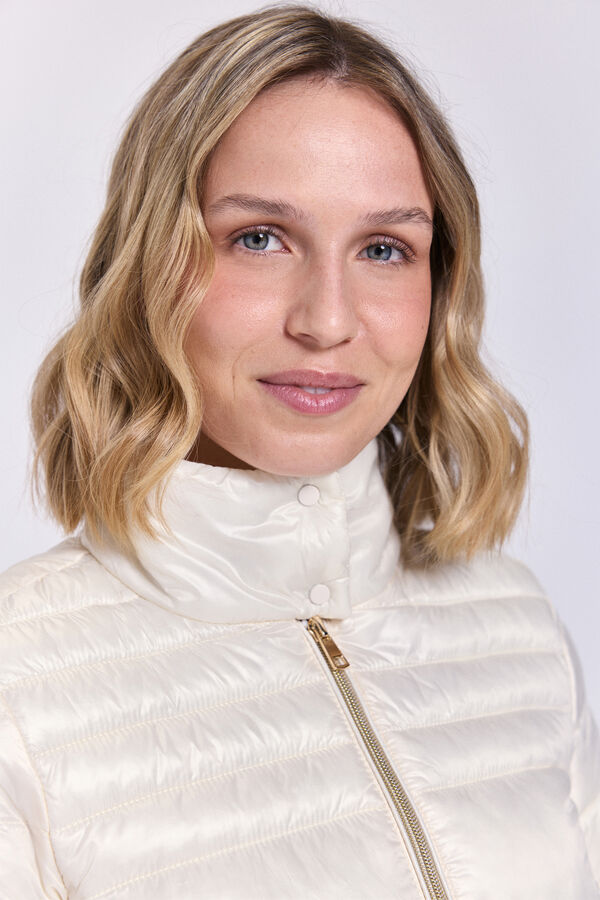 Milano Casaco curta acolchoada estilo casaco de penas Marfim