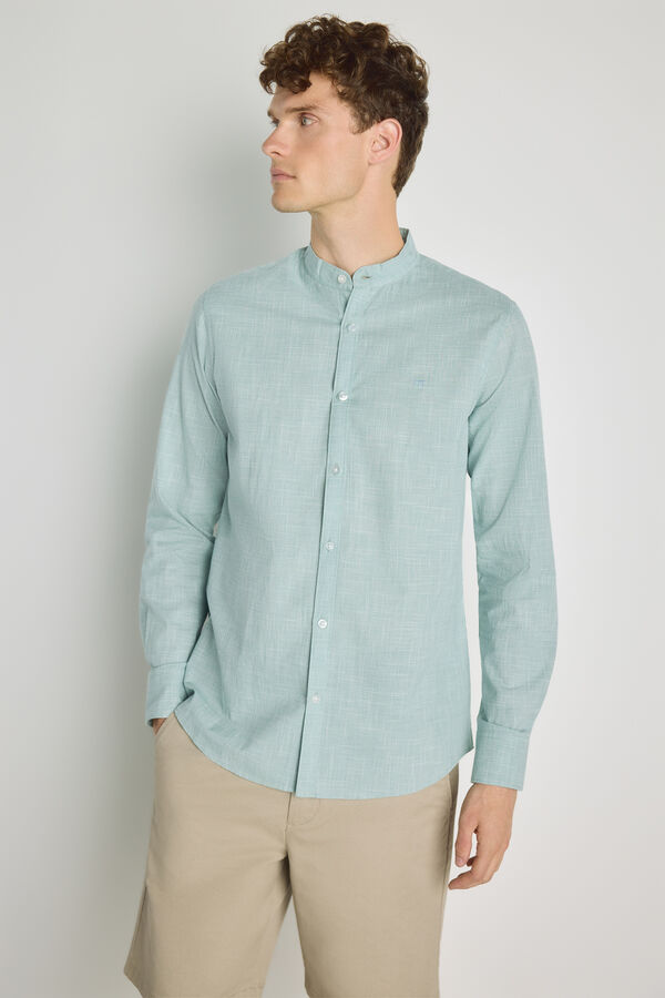 Milano Camisa gola mao manga comprida Azul