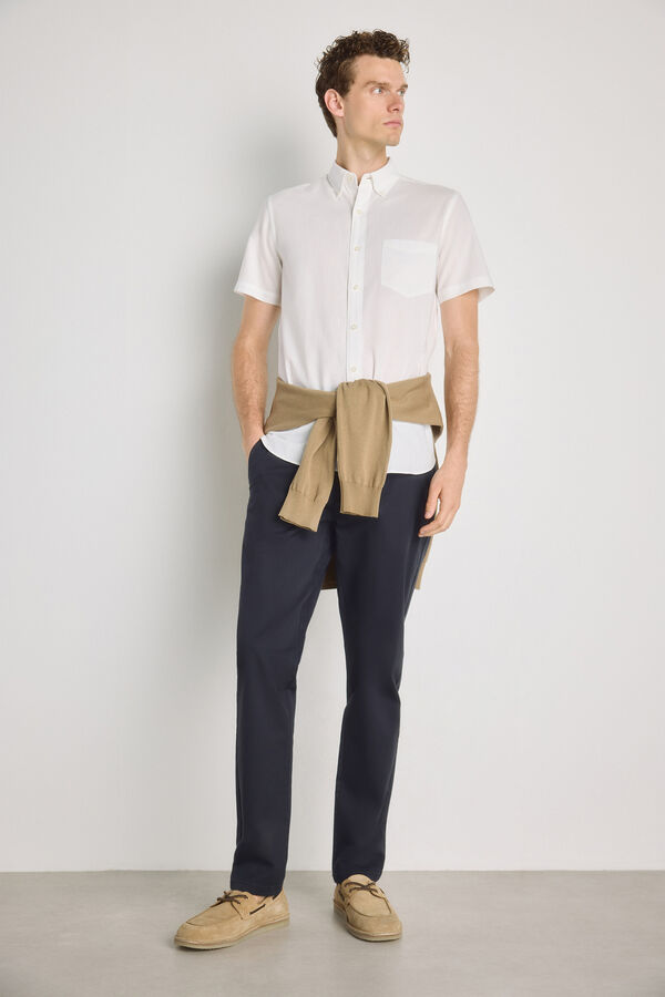 Pedro del Hierro Camisa lisa de manga curta Branco