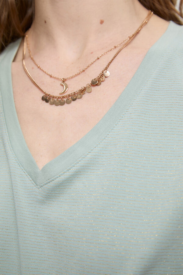 Milano T-shirt &agrave;s riscas com fio de l&uacute;rex Verde