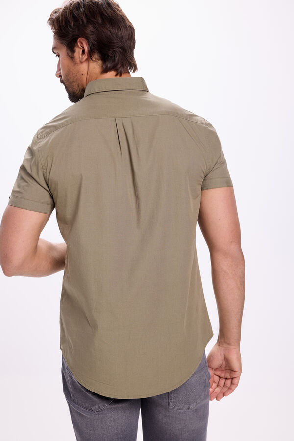 Milano Camisa popelina lisa Cáqui escuro