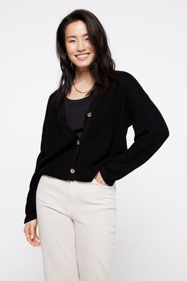 milano Casaco de malha bot&otilde;es Preto