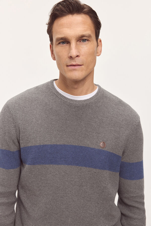 Springfield Camisola b&aacute;sica com gola caixa redonda SPF Cinza medio