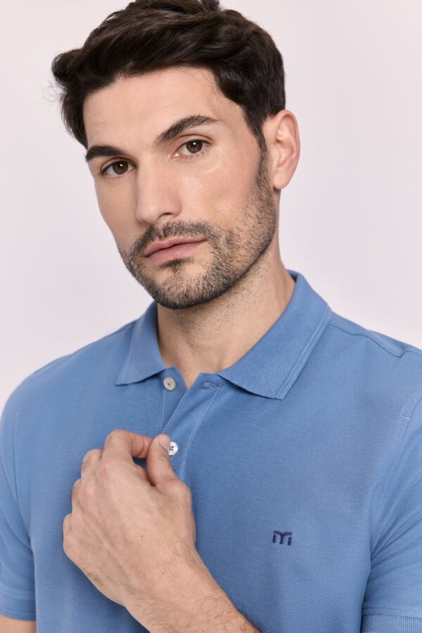 Milano Polo básico manga curta Azul claro