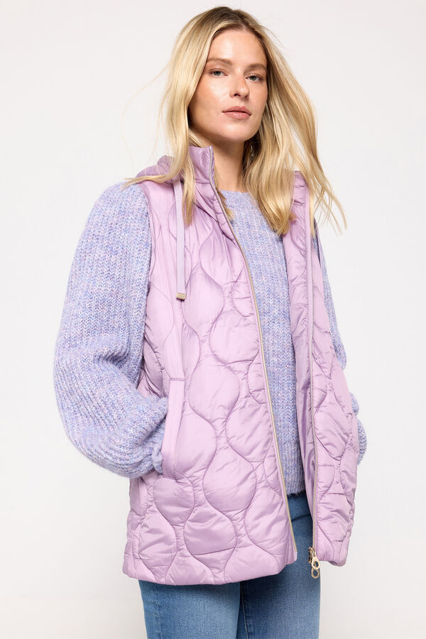 Milano Colete acolchoado capuz Púrpura