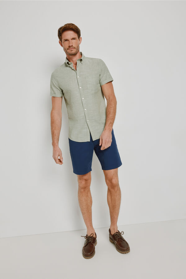 Milano Camisa lisa de manga curta C&aacute;qui