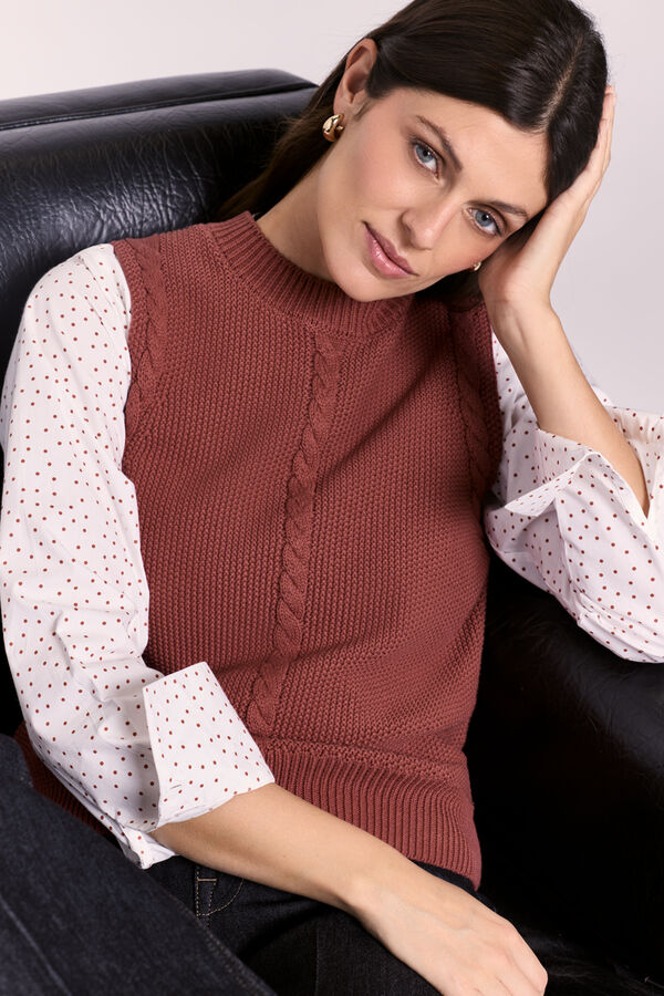 Milano Chaleco de punto con trenzas Vino