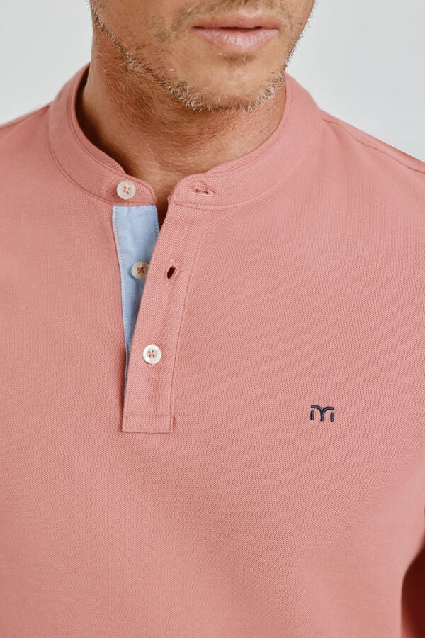 Milano Polo de manga curta com gola mao Rosa