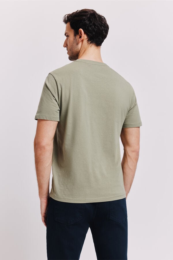 Milano Camiseta b&aacute;sica con bolsillo Kaki Claro