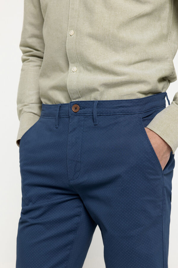 Milano Cal&ccedil;as Chino Falsa Estrutura Estampado azul