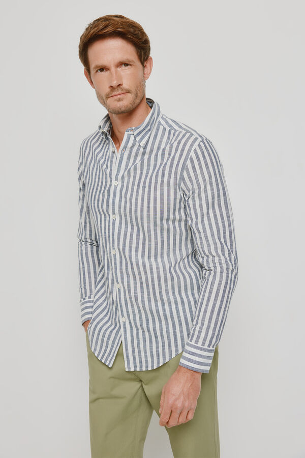 Milano Camisa rayas manga larga Azul Claro