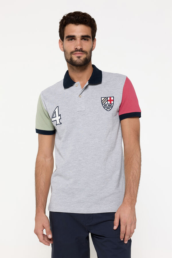 Fifty Outlet Patches polo arlequim Cinza medio