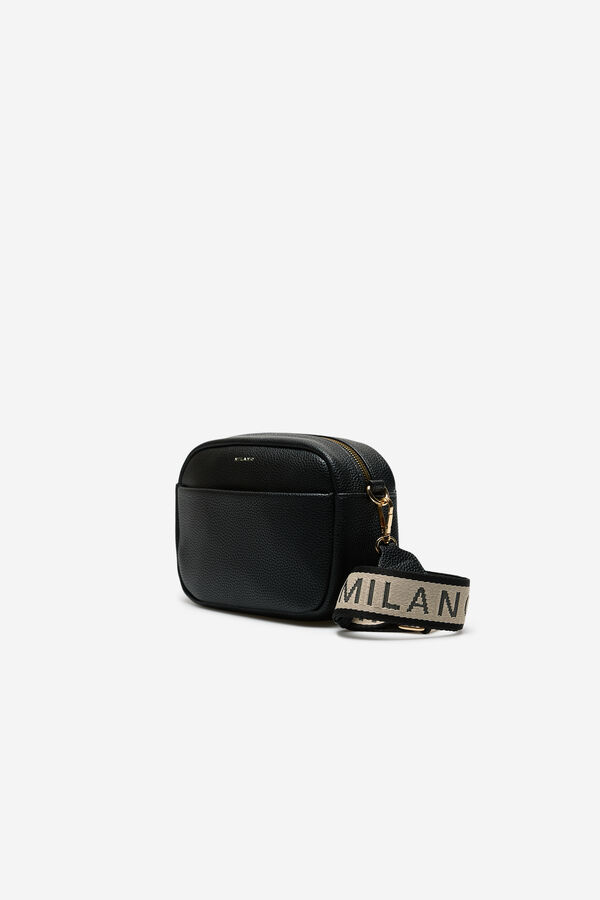 Milano Bolso efecto piel con cinta regulable Negro