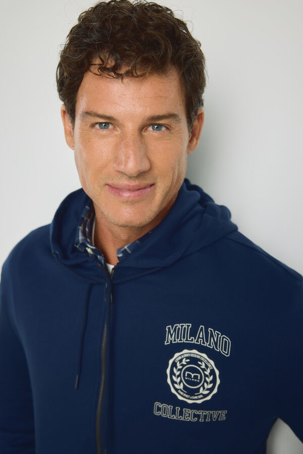 Milano Sudadera capucha con cremallera Navy
