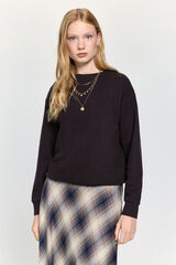 Milano T-shirt de polar malha com gola caixa Castanho