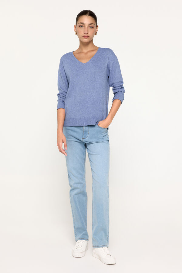 Milano Suéter básico com ajuste confortável Azul indigo