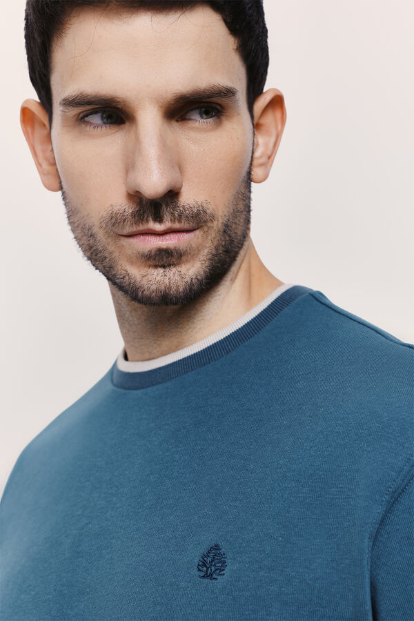 Springfield Sudadera cuello redondo con logo bordado Azul