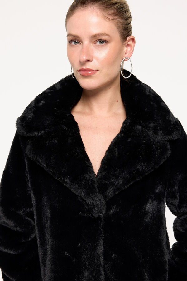 Milano Abrigo efecto pelo Negro