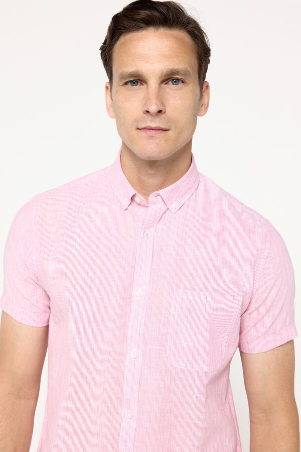 Milano Camisa malha slub riscas vermelho