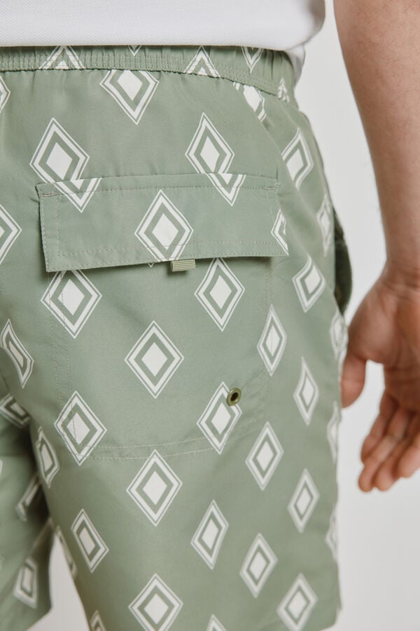 Milano Fato de banho estampado losangos C&aacute;qui