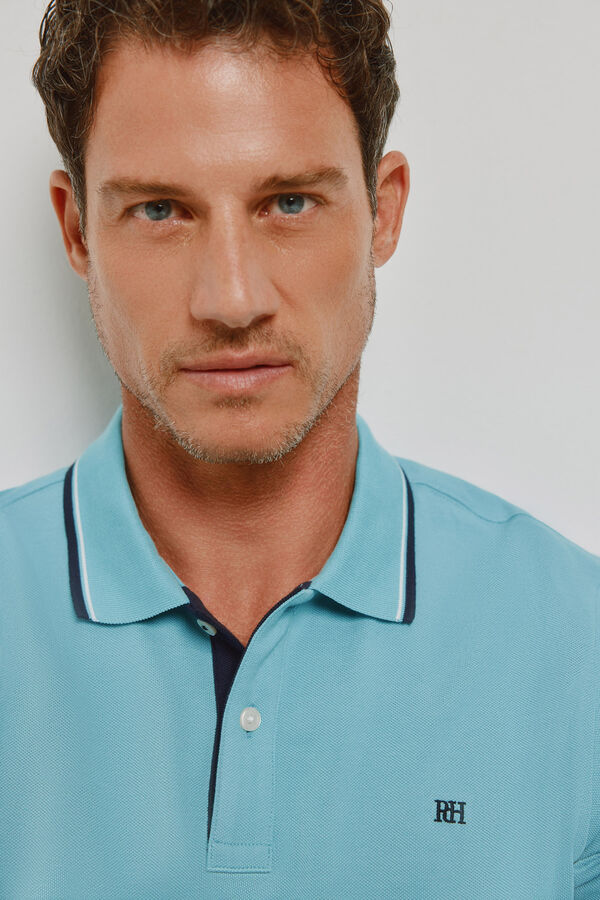 Pedro del Hierro Polo de manga curta Azul turquesa