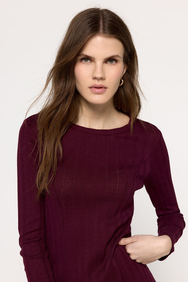 Milano Vestido midi canelado Bordeaux