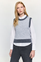 Milano Malha de colete com detalhes contrastantes Cinzento oscuro