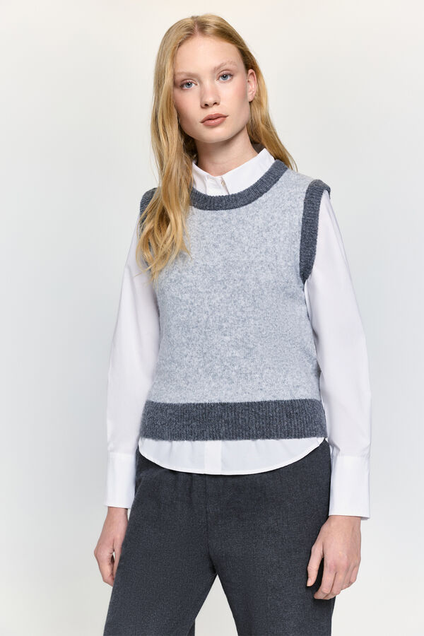 Milano Malha de colete com detalhes contrastantes Cinzento oscuro