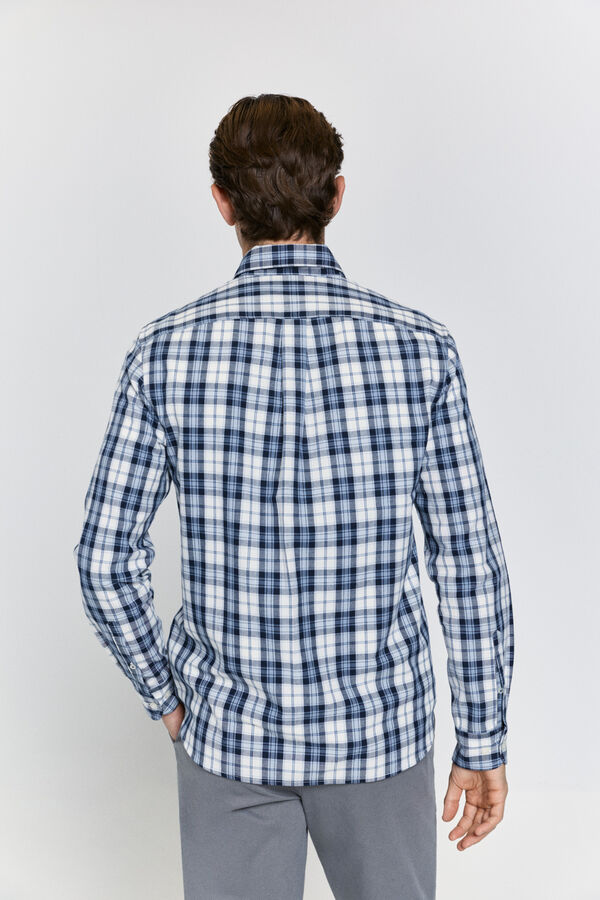 Pedro del Hierro Camisa xadrez com caimento relaxado Marinho