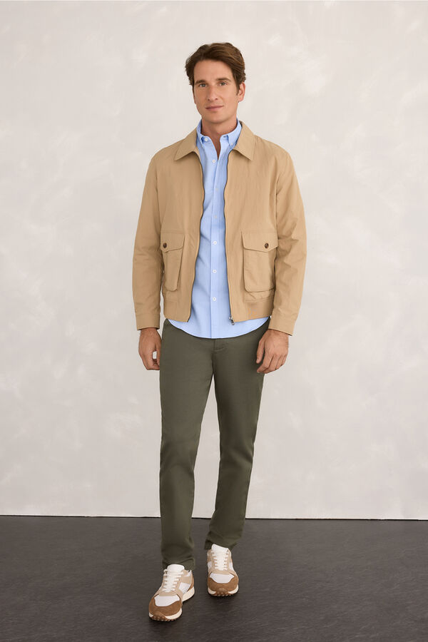 Milano Calças Chino Confortável Cáqui médio
