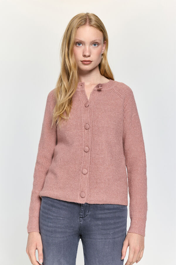 Milano Cardigan de punto botones forrados Rosa