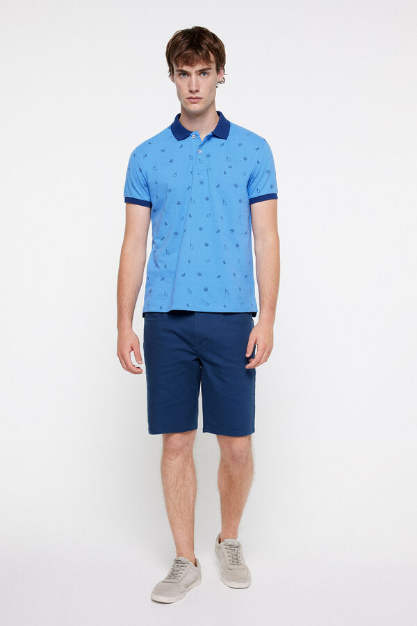 milano Polo Algod&oacute;n Estampado. Azul