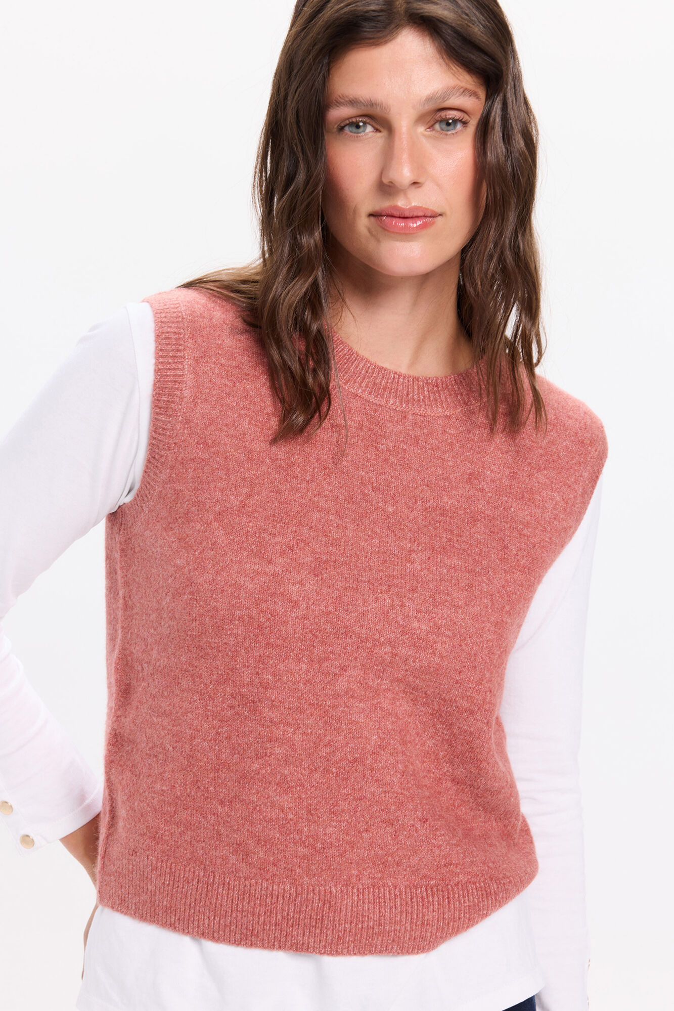 Milano Chaleco de punto cuello caja