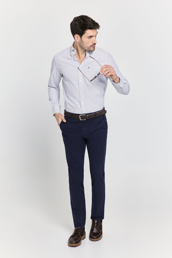 Pedro del Hierro Camisa cuadros manga larga Marr&oacute;n