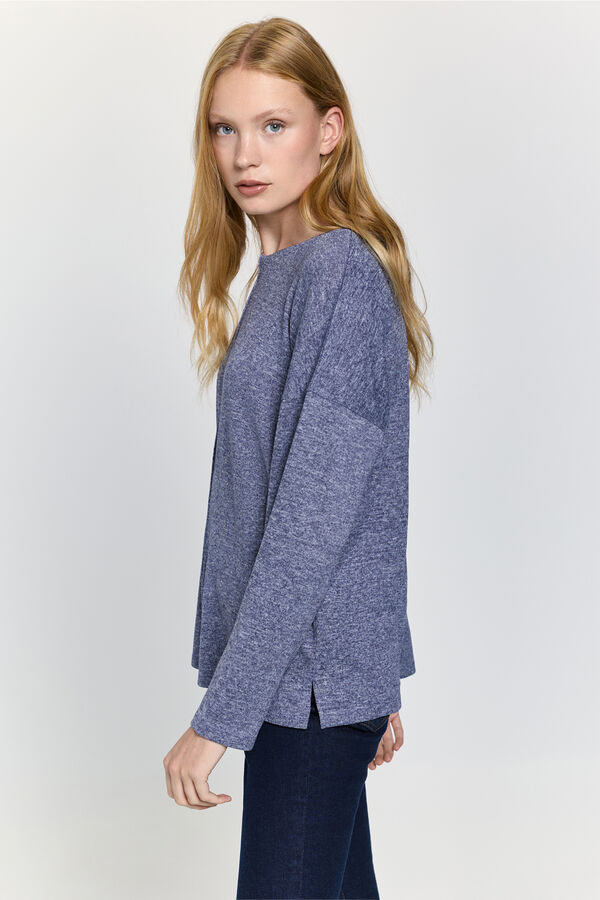 Milano T-shirt de manga manga com gola redonda e toque suave Marinho