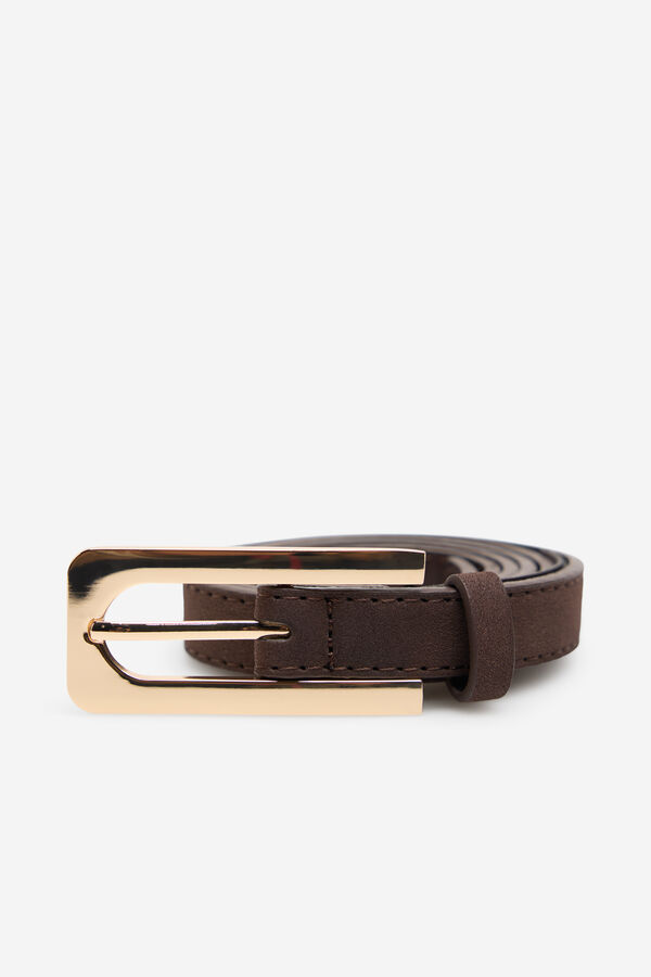 Milano Cintur&oacute;n hebilla rectangular Marr&oacute;n Oscuro
